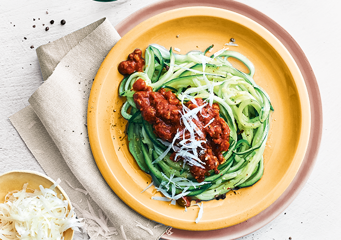 Tupperware Squashspaghetti och snabb köttfärssås 