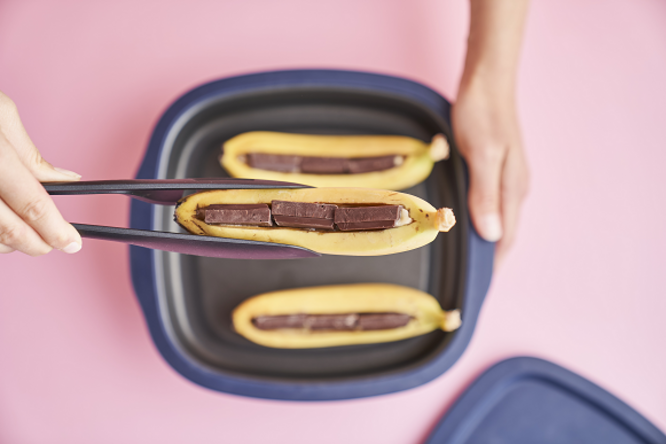 Tupperware Grillade Bananer Med Smält Choklad 