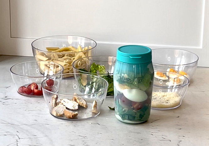 Tupperware Caesarsallad med pasta Cæsarsalat