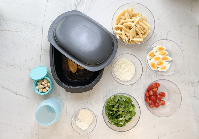 Tupperware Caesarsallad med pasta Cæsarsalat